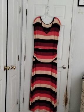 torrid Striped Maxi Dress in Red, Black and Cream